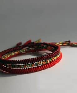 Bracelet Bouddhiste Tibetain - Rouge Et Jaune