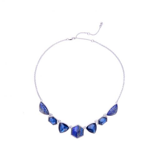 Bracelet Argent Rhodiez Et Lapis Lazuli